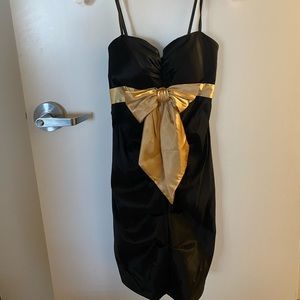 Black Gold Bow Mini Dress